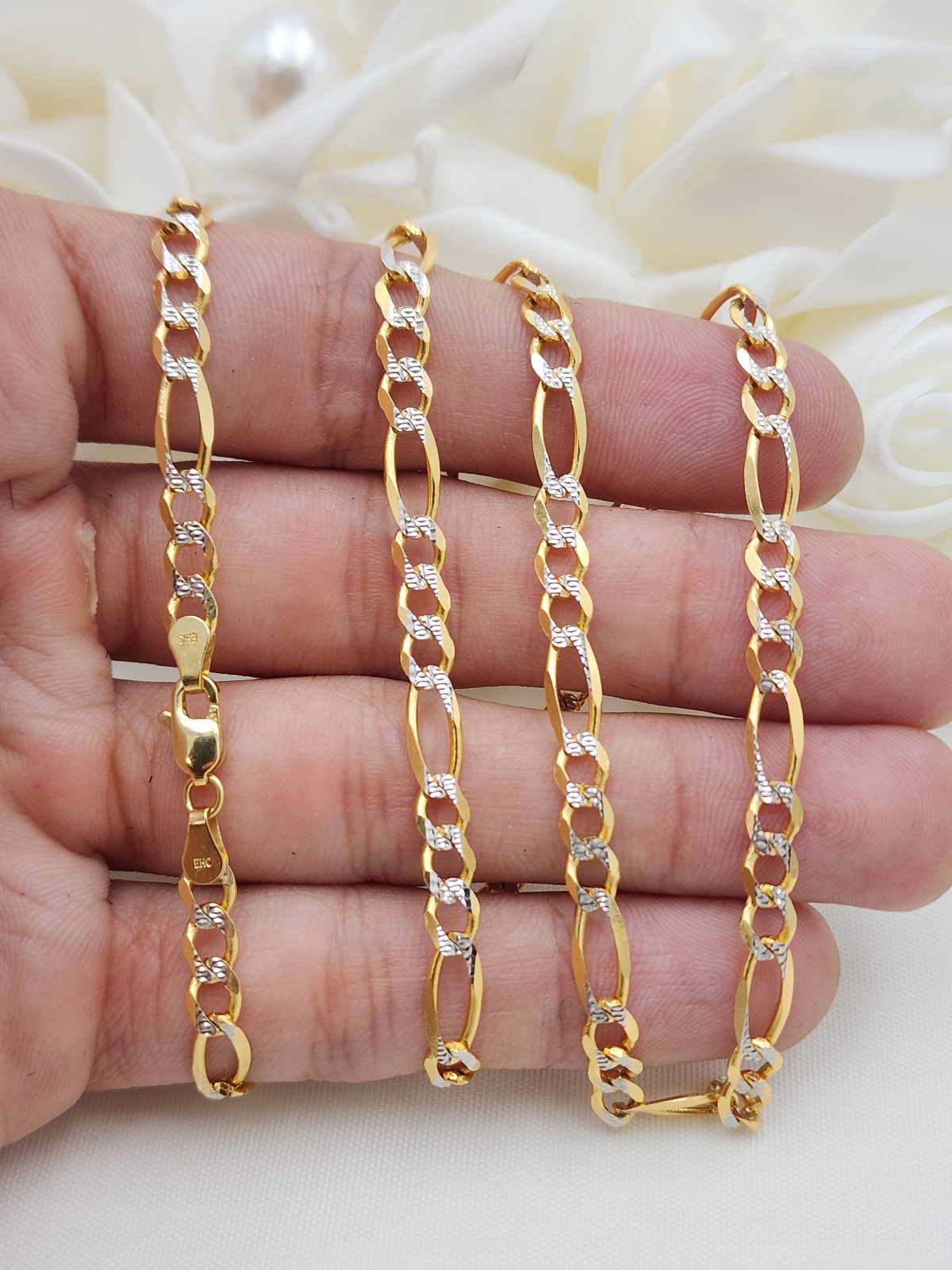 Solid 14k Gold Diamond Cut Figaro Chain - 22 Inches - 4.9mm