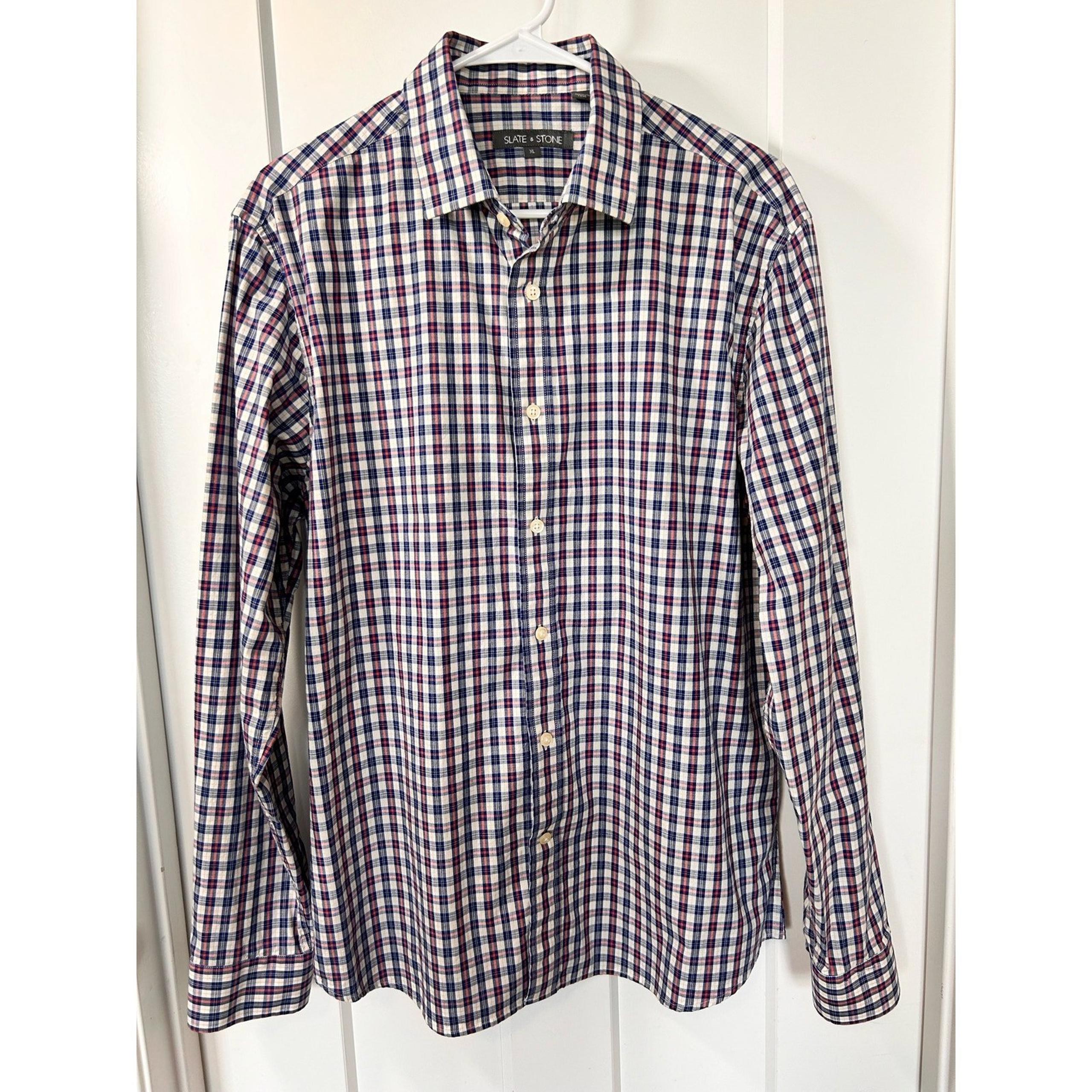 Slate & Stone Men's Check Long Sleeve Button-Up Shirt Collared Multicolor SZ XL