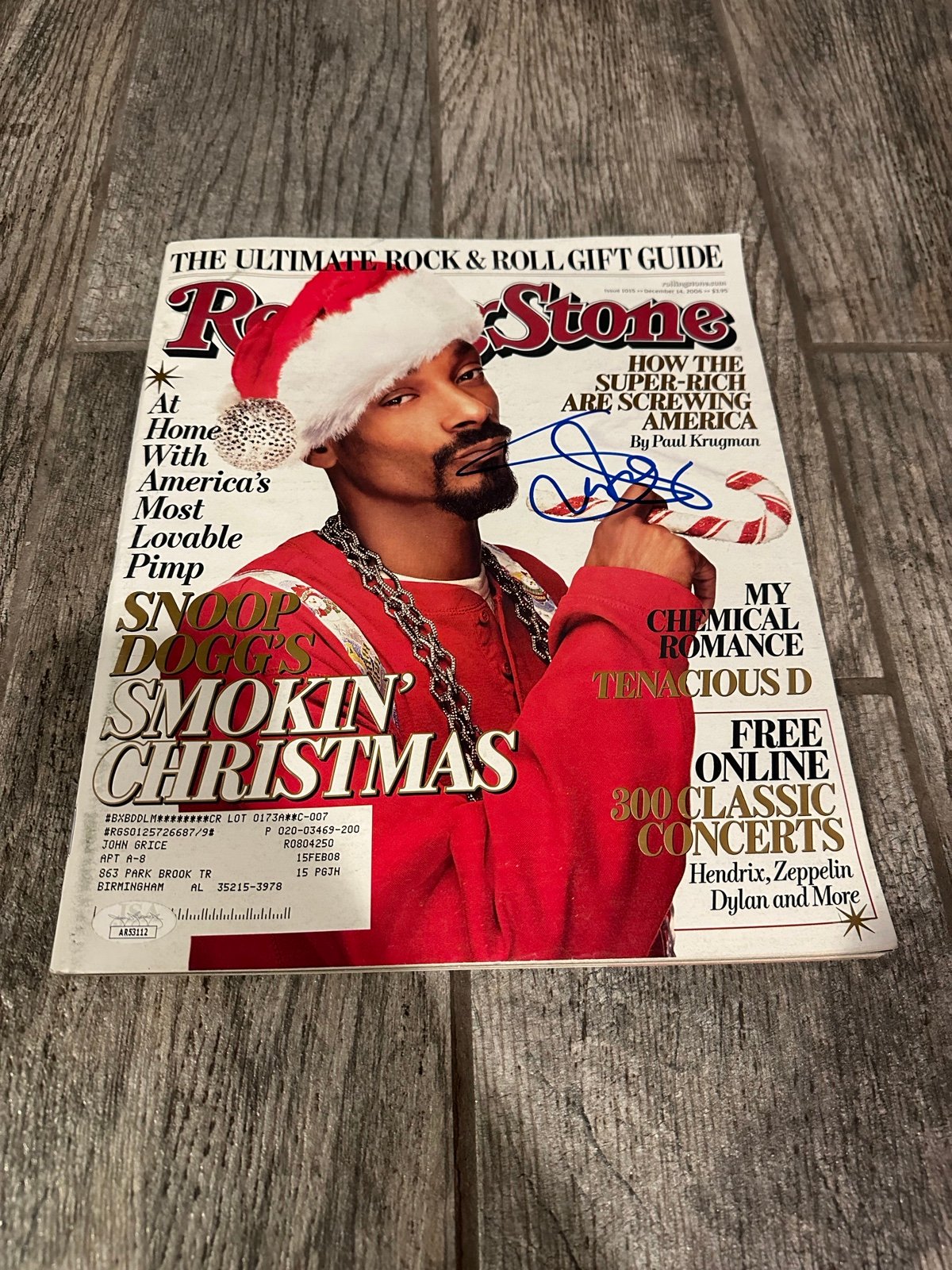 SNOOP DOGG SIGNED ROLLING STONES MAGAZINE JSA COA AUTOGRAPHED RAPPER RARE!