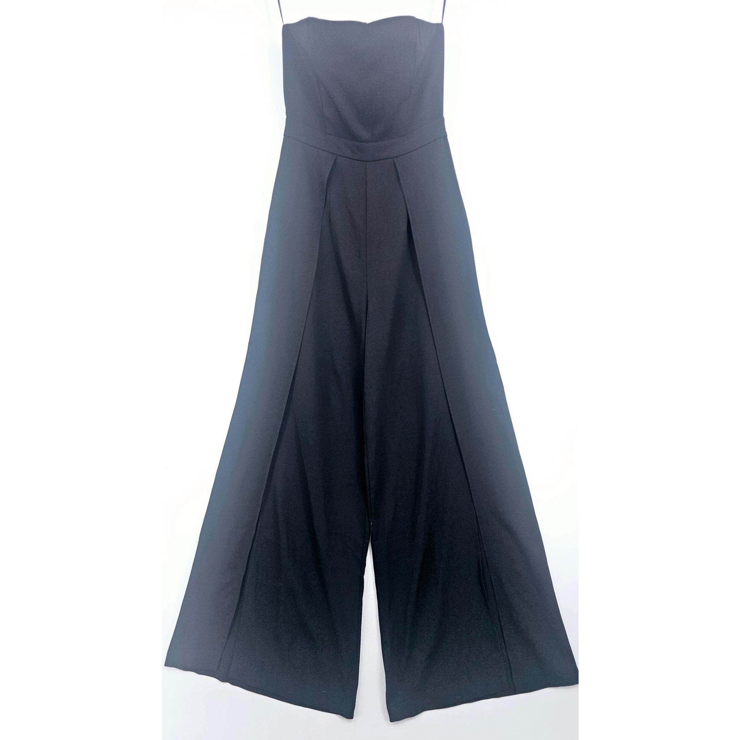 Black Strapless Slit High Split Leg Jumpsuit Women's Size S 3250 - Lulus