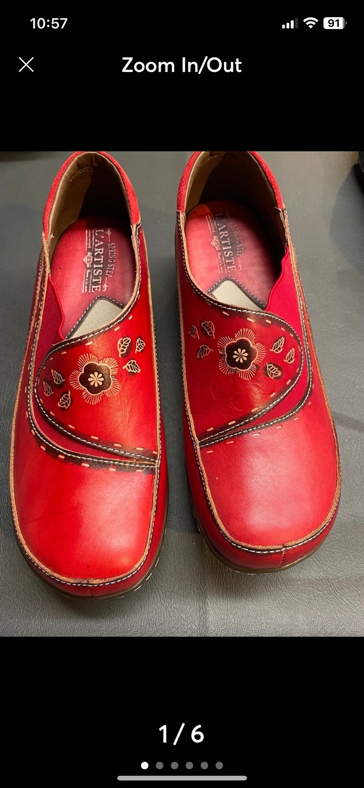 Spring Step L'Artiste red leather women's burbank comfort clogs size 9-new