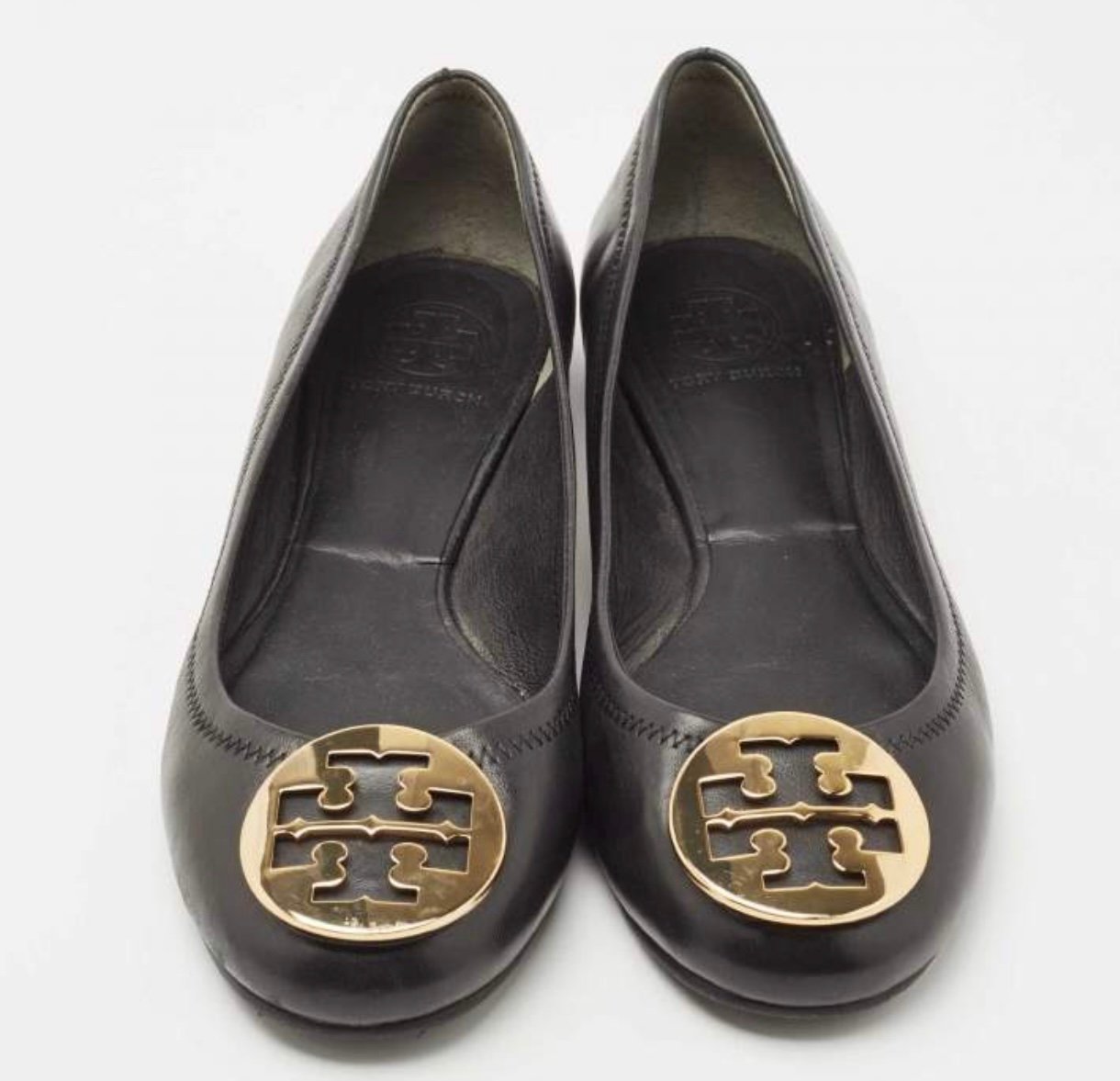 Tory Burch Black Leather Reva Ballet Flats Size 6