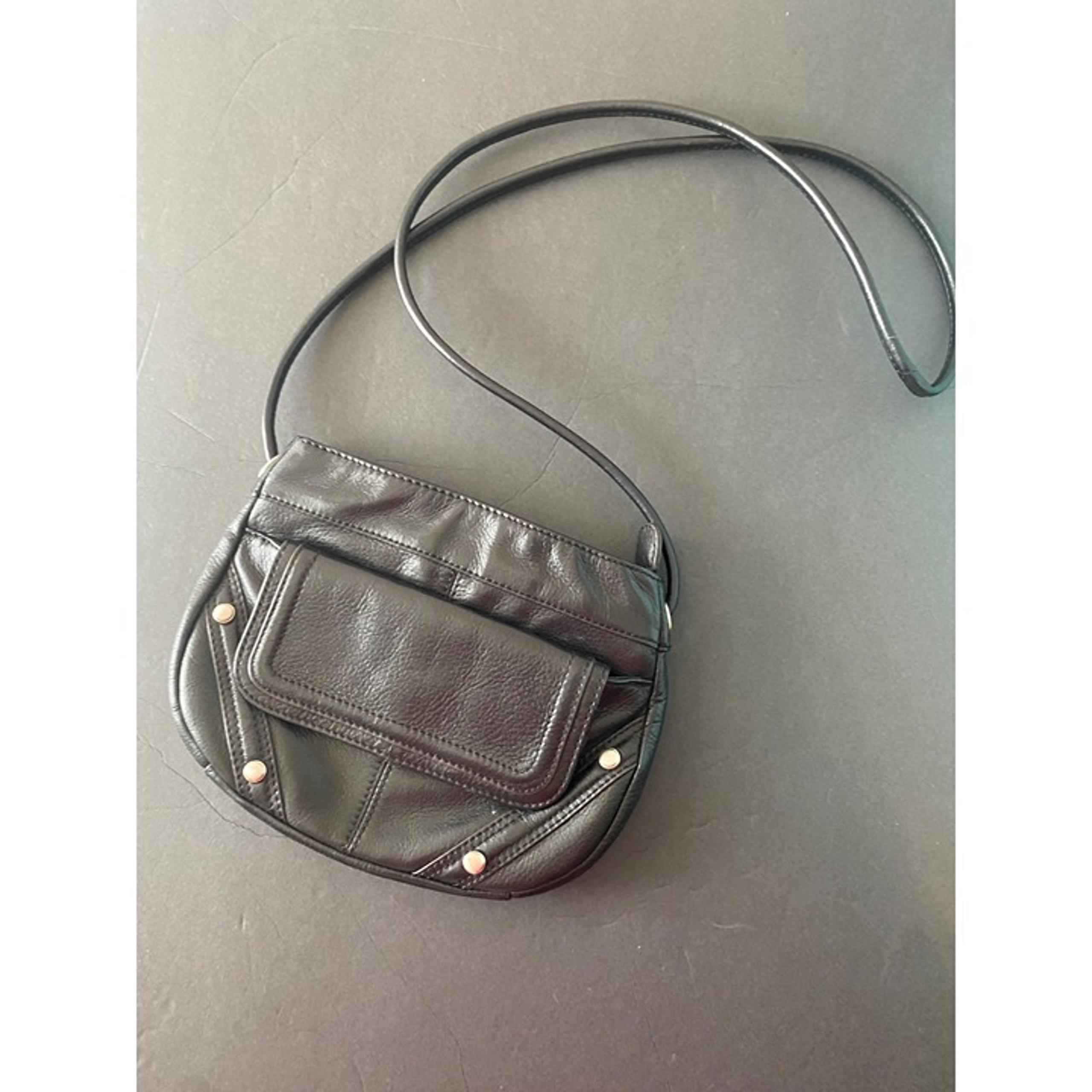 B. Makowsky Lyon Black Pebble Leather Small Crossbody Bag