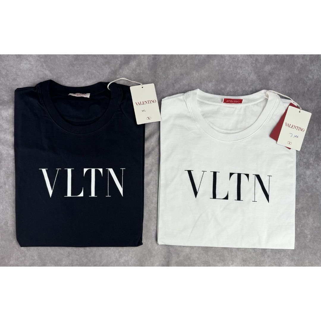 Valentino Men's Authentic VLTN Logo Lot of 2 Navy/White T-shirts Org 450 SZ XXL