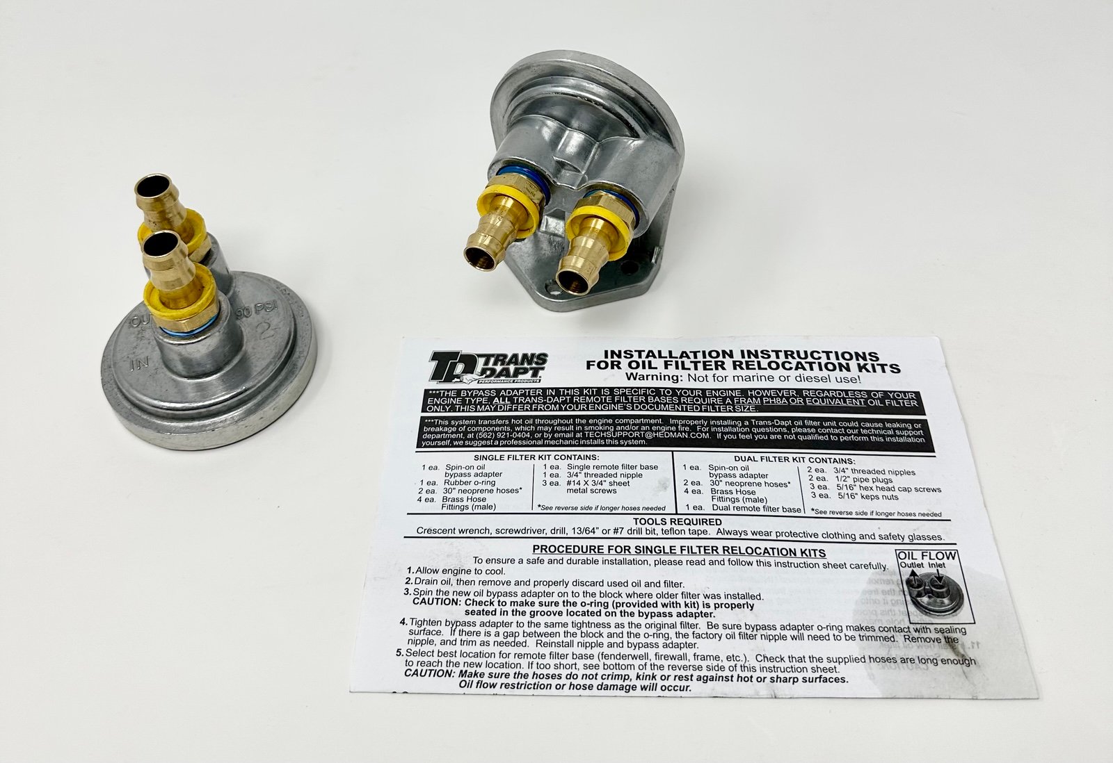 Aluminum Oil Filter Relocation Kit For 400 Pontiac Engine Brand New Without Box