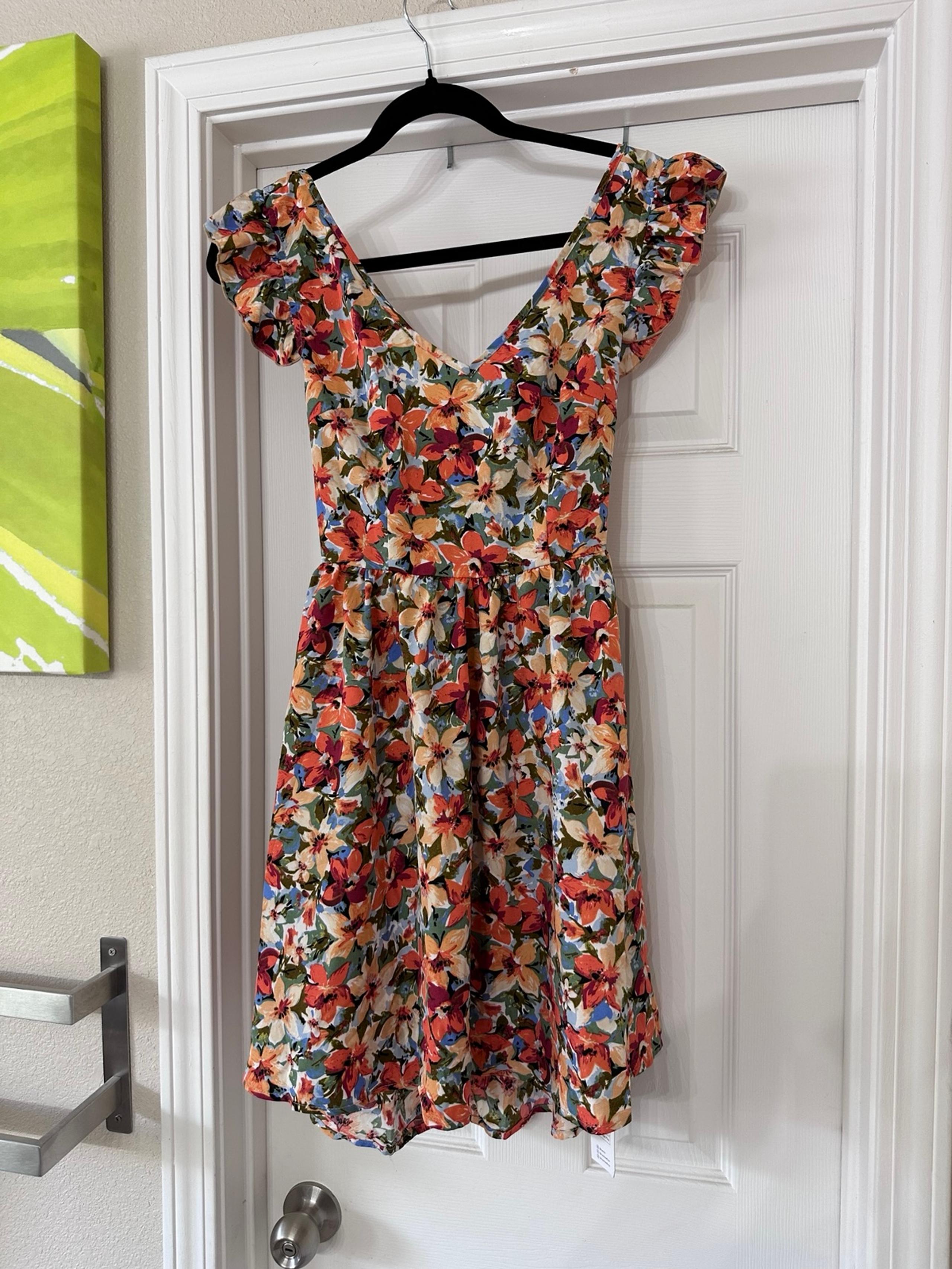 Bowknot Floral V Neck Flutter Sleeve Mini Dress Cupshe NWT women size small