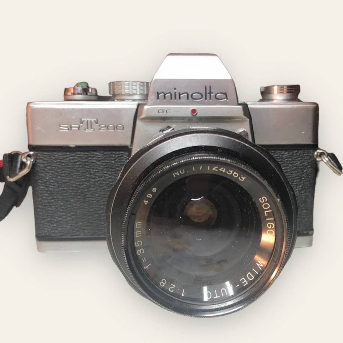 AS IS Vintage 1970s Minolta SRT 200 Analog Camera with Soligor Wide-Auto Lens