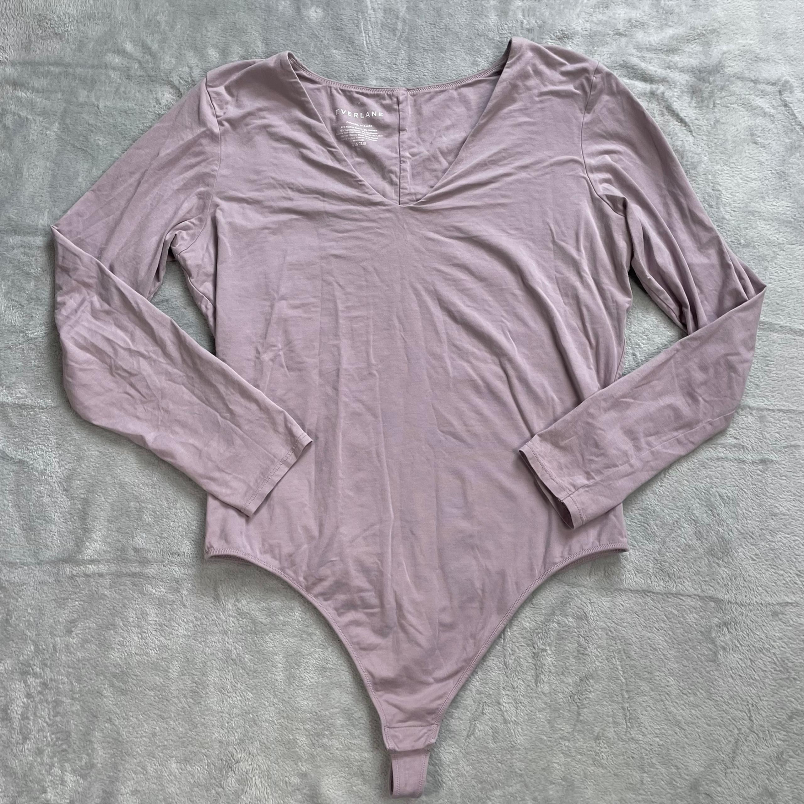 Everlane Bodysuit XL Womens Supima Cotton Stretch Dusky Purple Long Sleeve