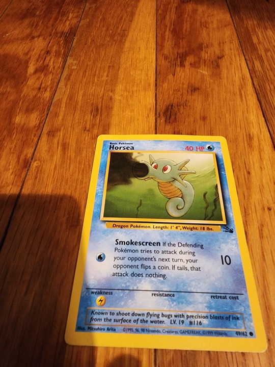 1st edition Horsea Pokémon Trading card