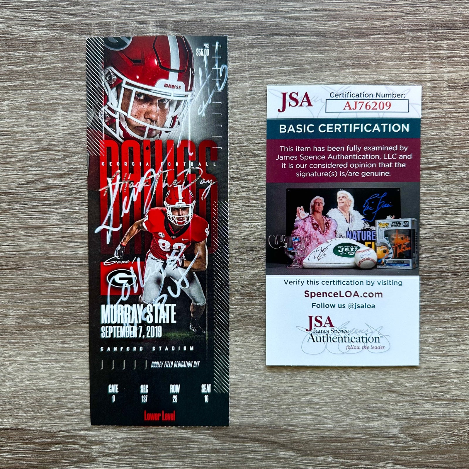 Kenny McIntosh Autographed 9/7/2019 Ticket Stub NCAA Signed Georgia Bulldogs JSA
