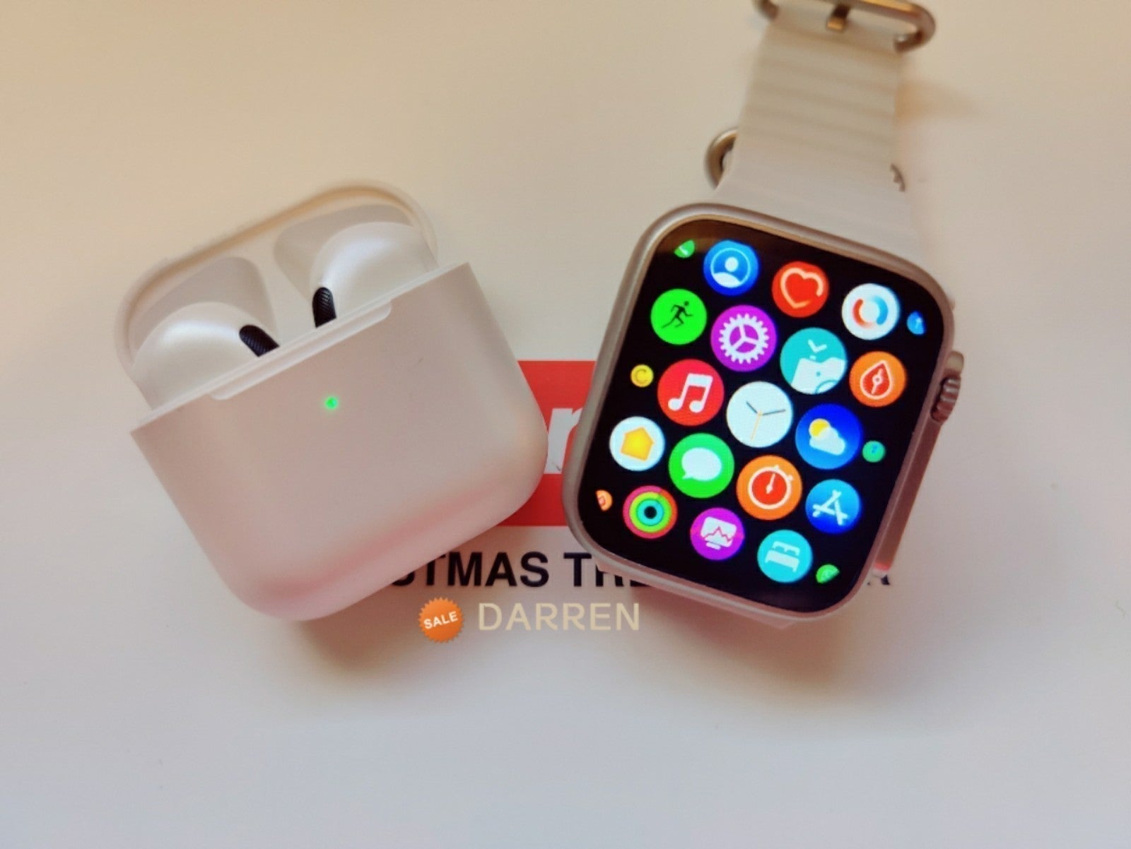 COMBO~Smart Watch Wireless Charging Bluetooth Call + Bluetooth Earbuds Earphone