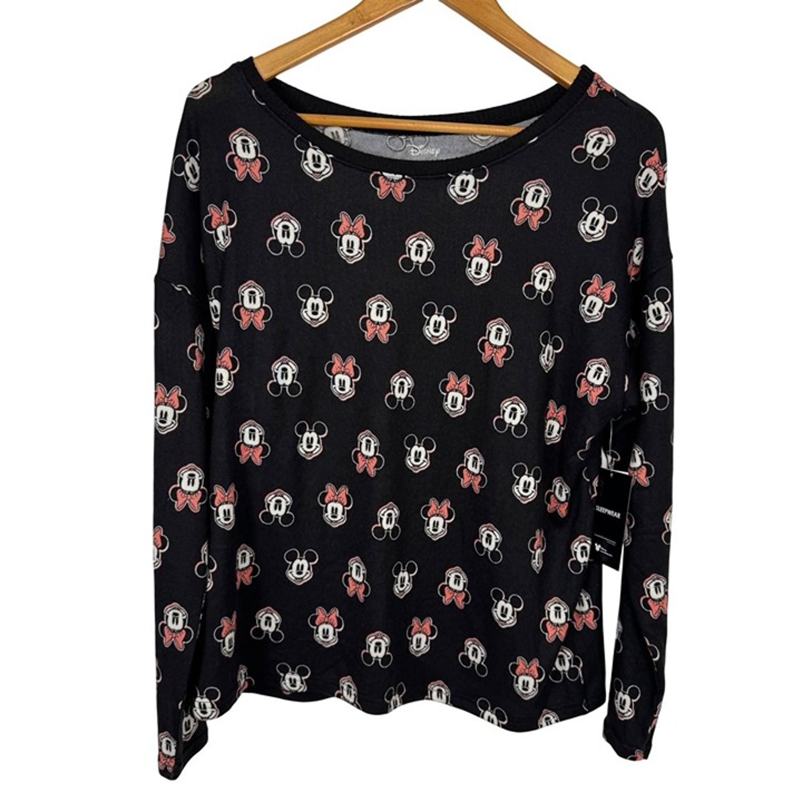 Disney Sleepwear NEW Mickey Mouse Minnie PJ Shirt Top Women's Large Soft Stretch