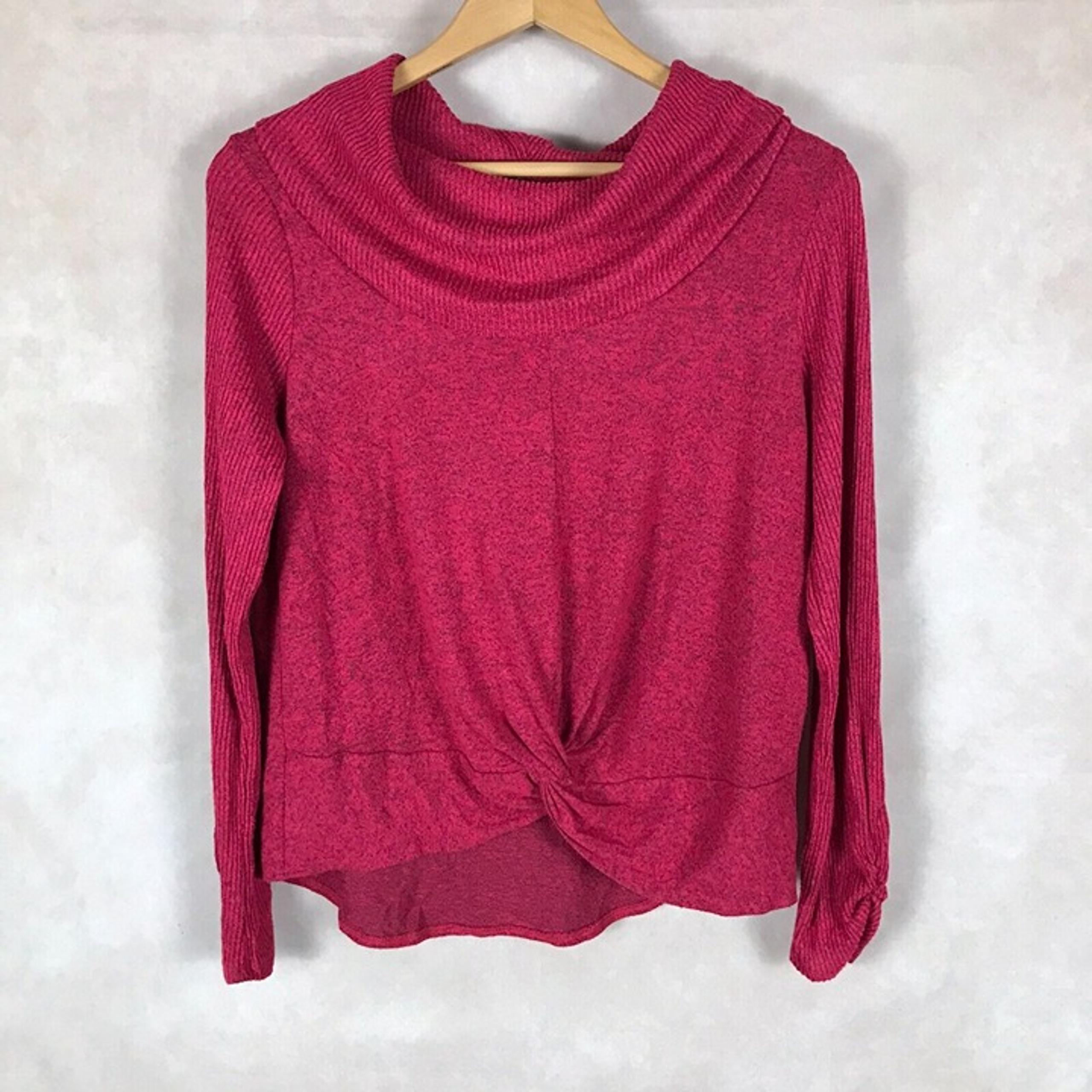 BCX Twist Front Soft Red Cowl Neck Sweater Juniors NEW Size Large