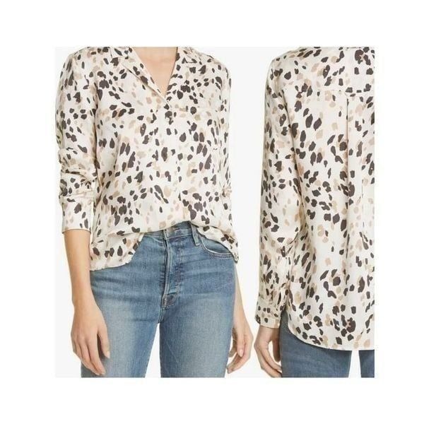 Rails Rebel Abstract Animal Print Silk Blouse