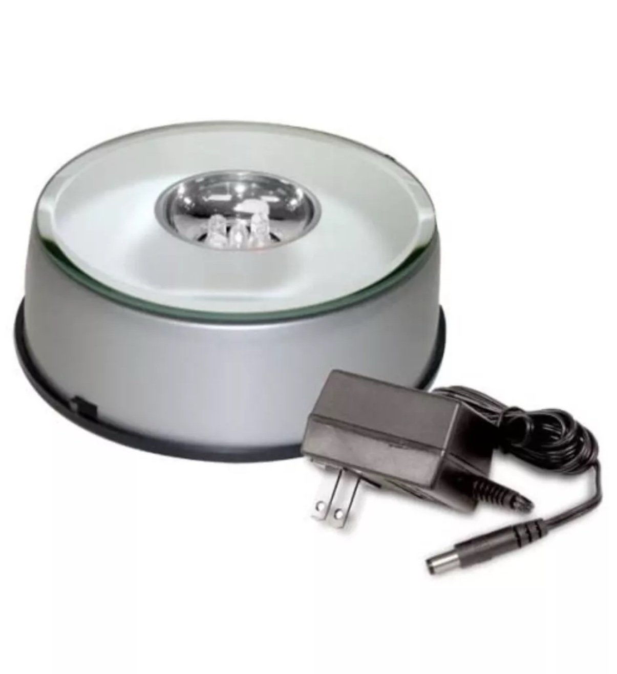 Rotating Lighted Display Stand (Black) - Multi Colored LED Lights, 360 Rotation