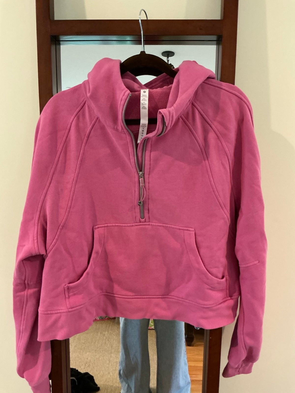 Lululemon scuba cropped oversized half zip hoodie XL XXL PINK