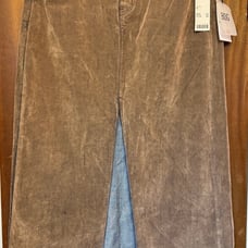 Urban Outfitters BDG Mandi Denim Brown Stretch Flocked Maxi Large Slit Skirt-M