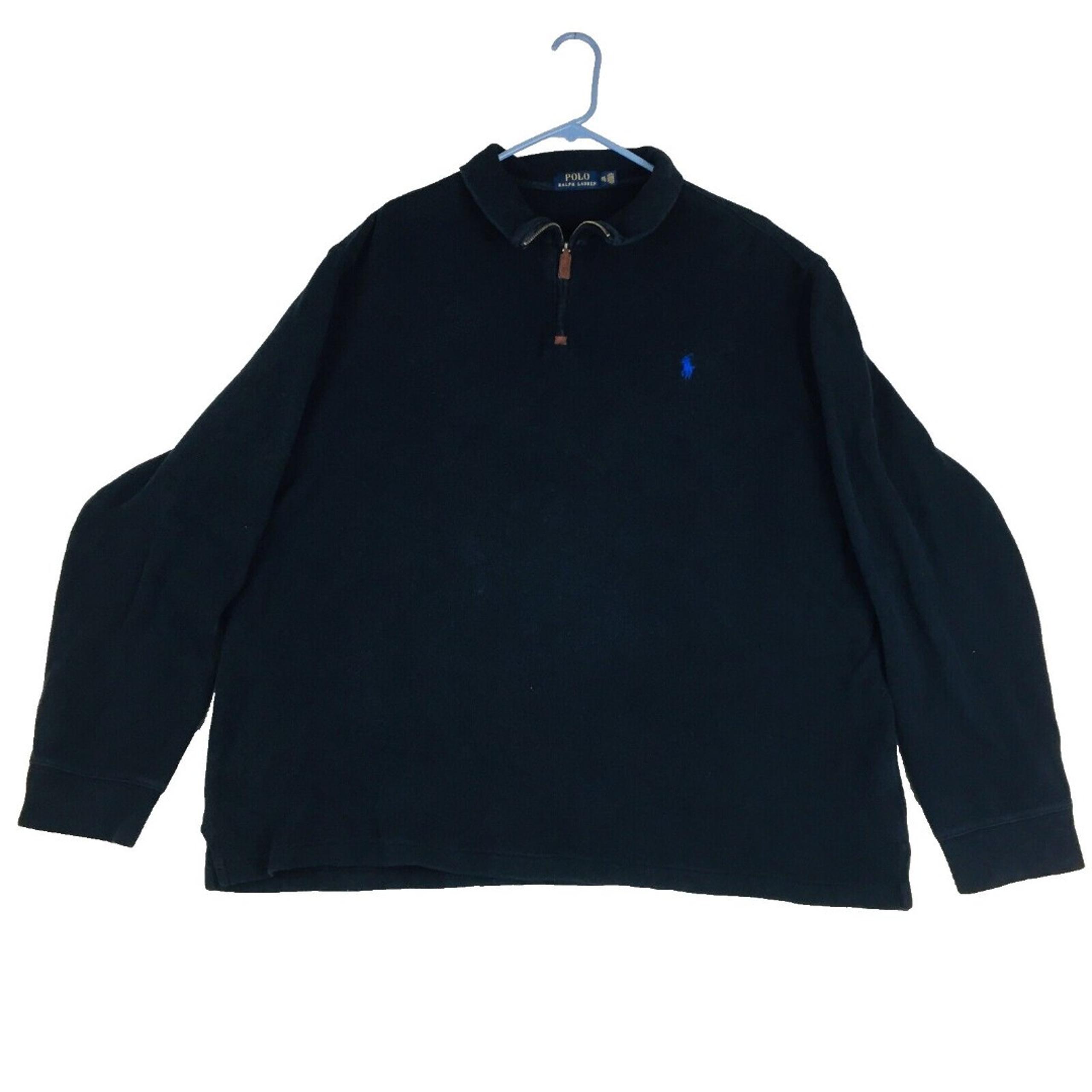 POLO RALPH LAUREN Men's Black 1/4 Zip Cotton Long Sleeve Knitted Sweater 2XL XXL