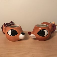 Vintage Clarice & Rudolph Reindeer Mugs