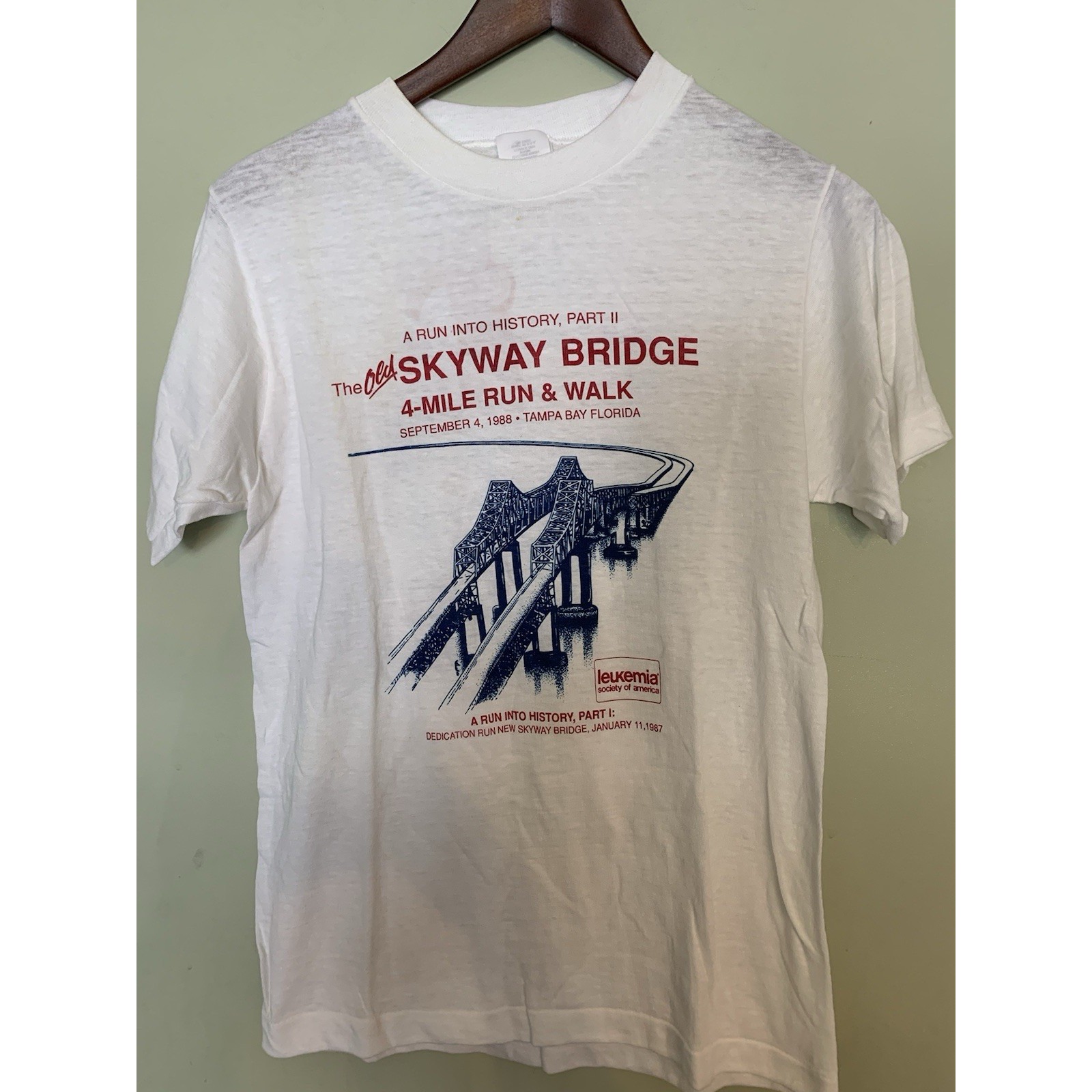 Vintage 1987 St Pete Skyway Bridge Run T Shirt Size M
