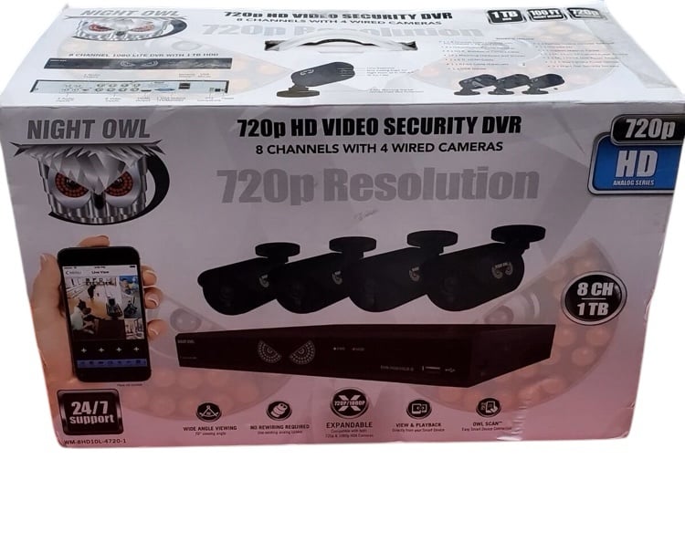 Night Owl 8 Channel Security Camera System 720P AHD DVR 4 indoor/outdoor HD 720p