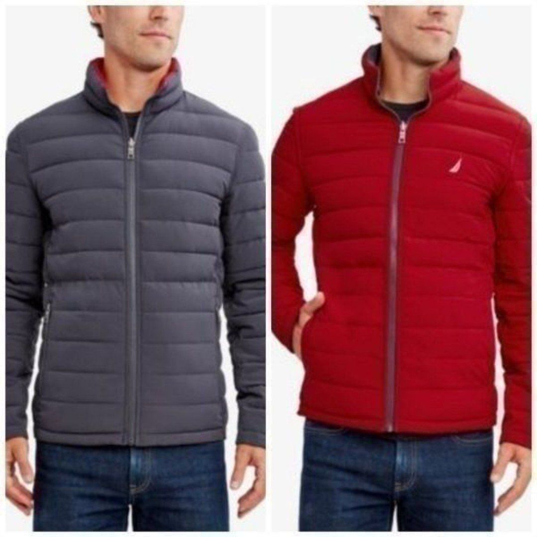 Nautica Grey/Red Reversible Puffer Jacket