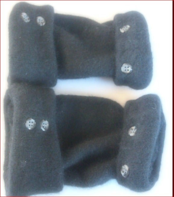 FINGERLESS GLOVES BLACK ANGORA WOOL M -L