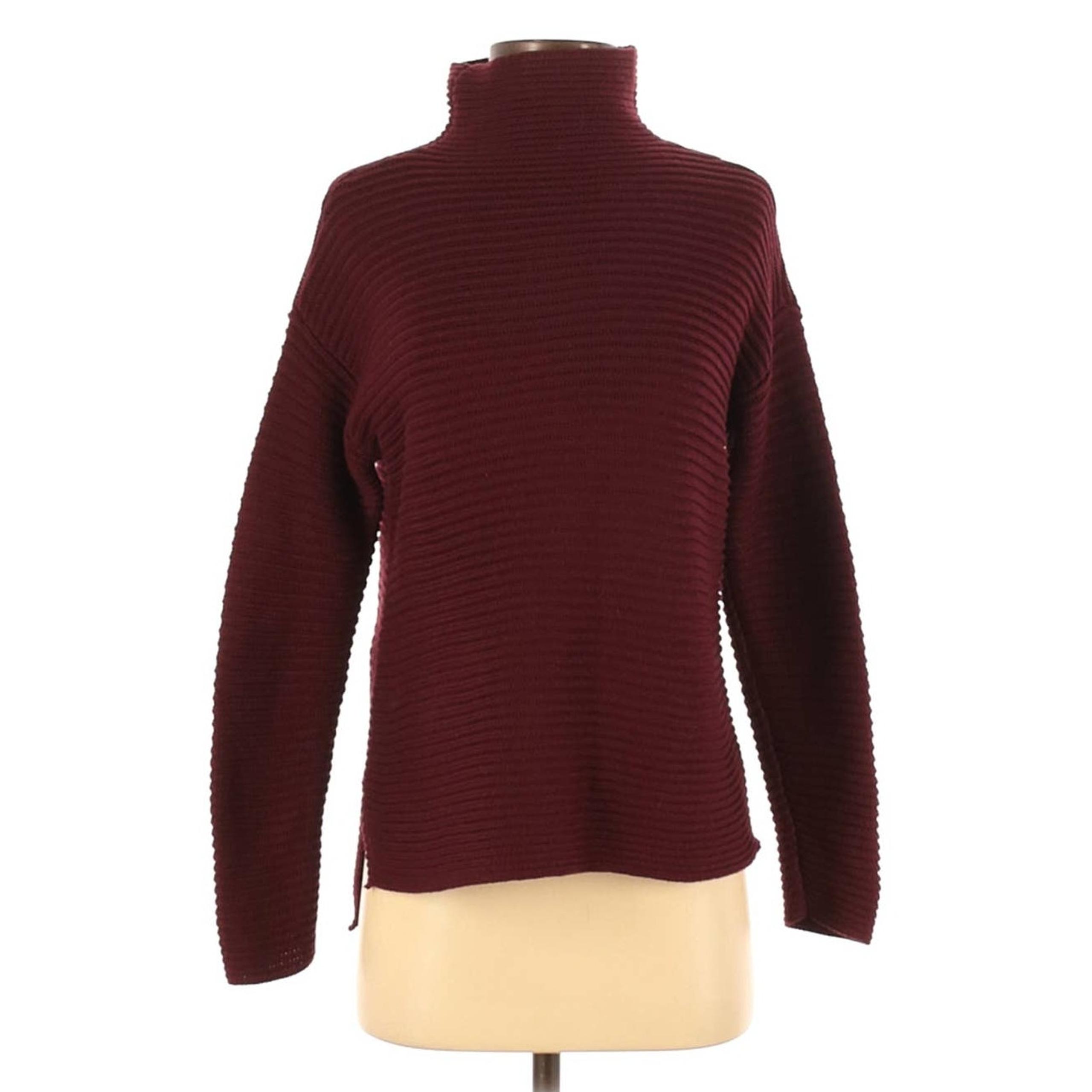 Vince Camuto Sweater Mock Neck Maroon Red Winter Warm Turtleneck Long Sleeve XS