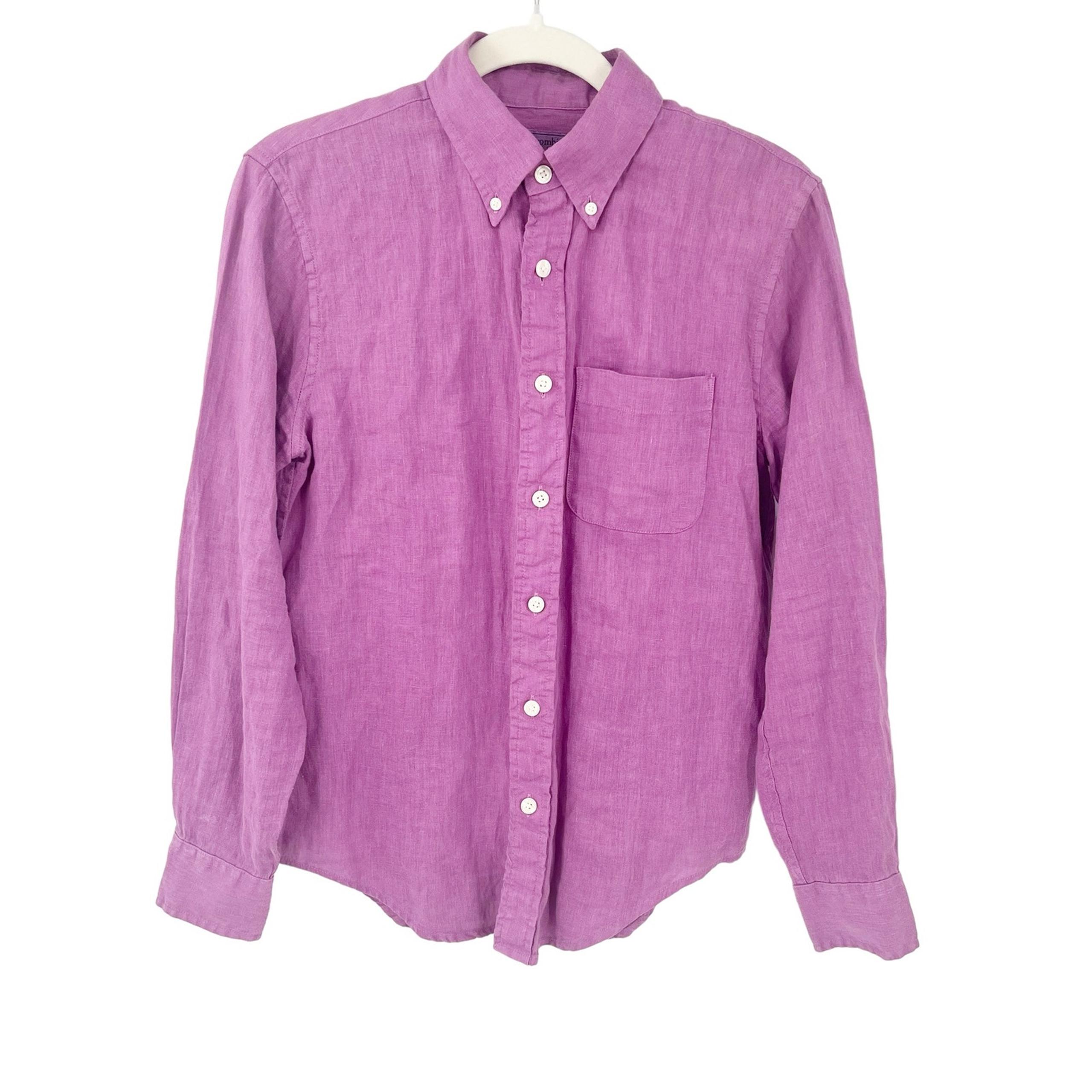 Abercrombie & Fitch Mens Beach Vacay 100% Linen Long Sleeve Shirt Size XS Purple