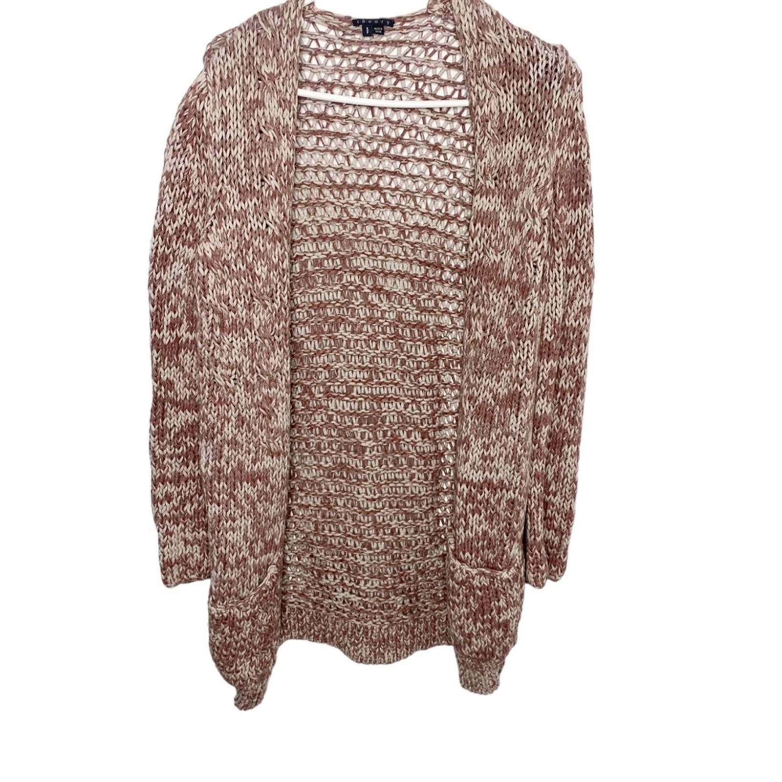 Theory open knit cardigan rust casual size small