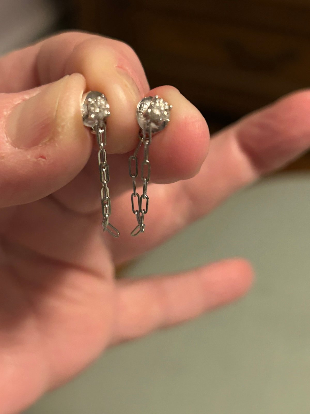 14k diamond chain earrings