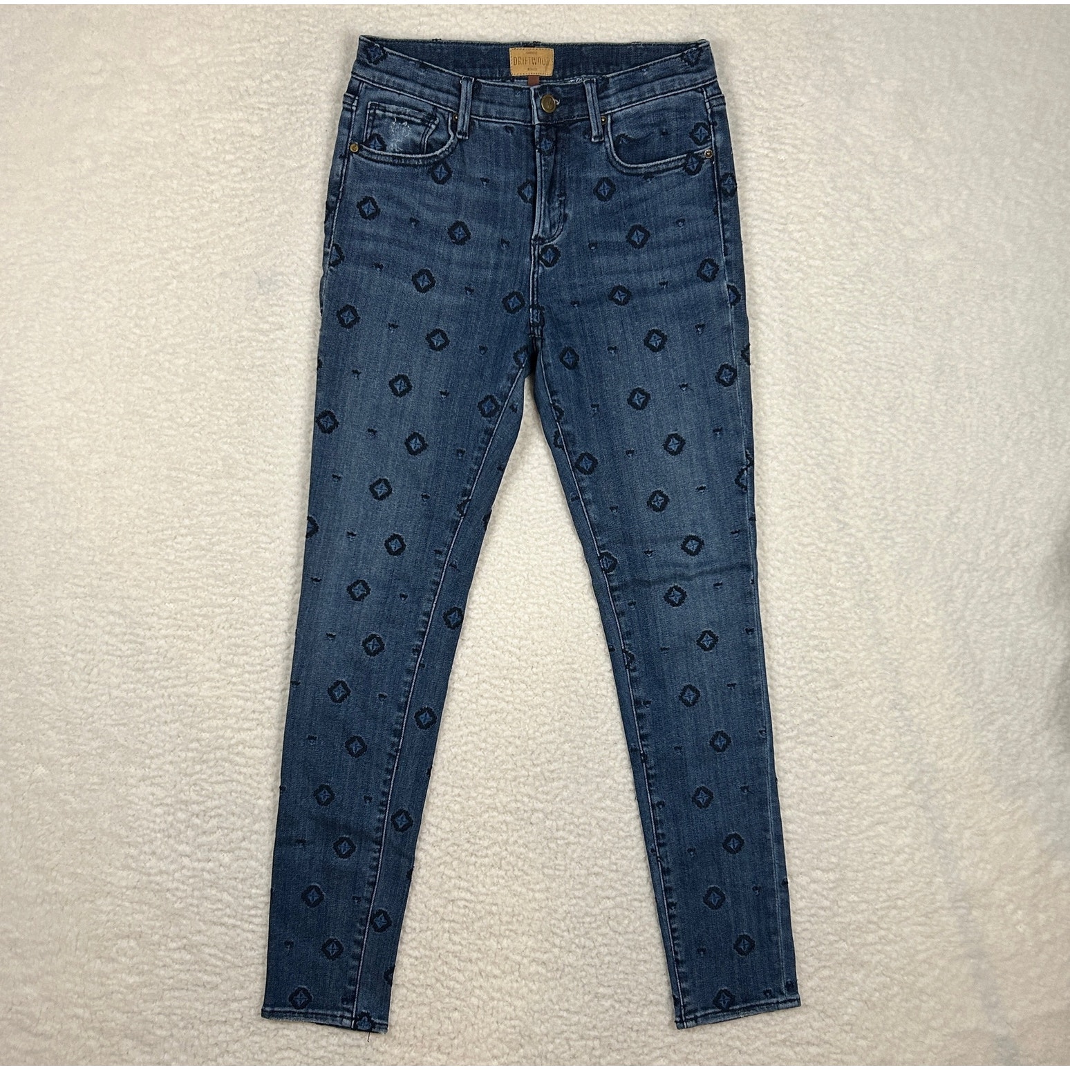 Sundance Driftwood Sz 26 Jackie Skinny Jean Classic Fit Diamond Embroidered Boho