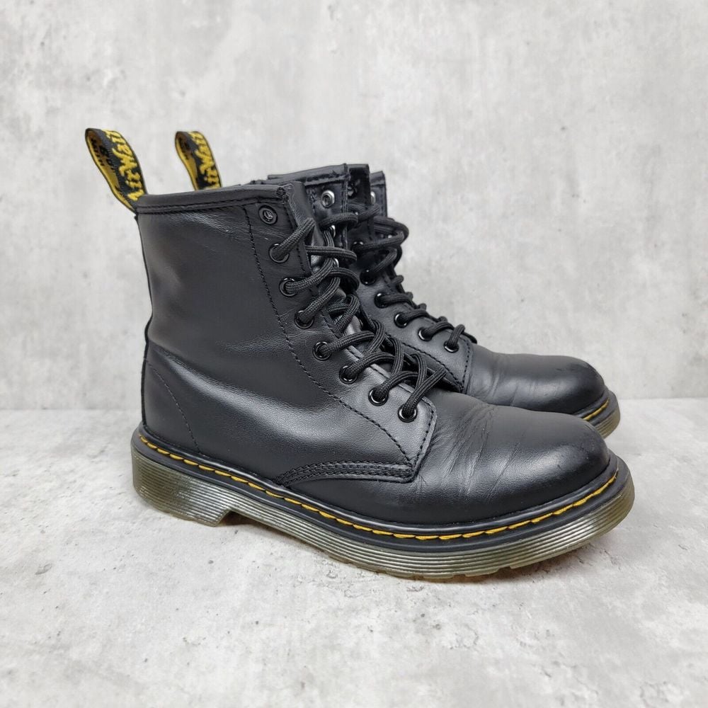 Dr Doc Martens Air Wair Combat Boots Size 2, 1460J Lace Zip Up Kids Youth