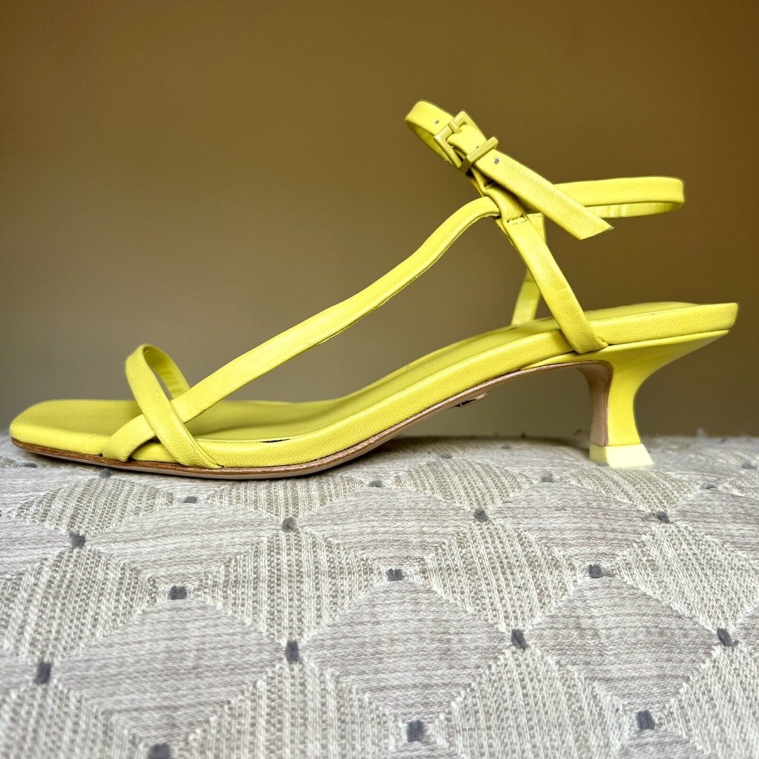 Lola Cruz Acid Green Leather Strappy Heeled Sandals Ankle Strap Women EU 36 US 5