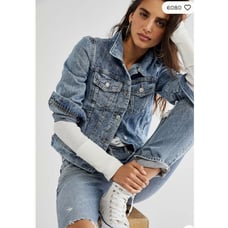 Free People Rumors denim light indigo women jacket choose sizes Made in Morocco