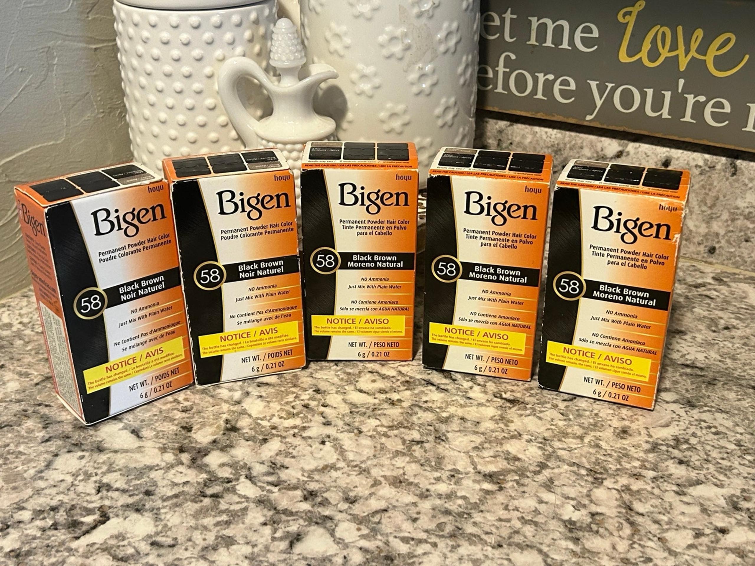 Bigen Permanent Powder Hair Color Dye .21 oz 6g #58 Black Brown Hoyu X5 Lot Of 5