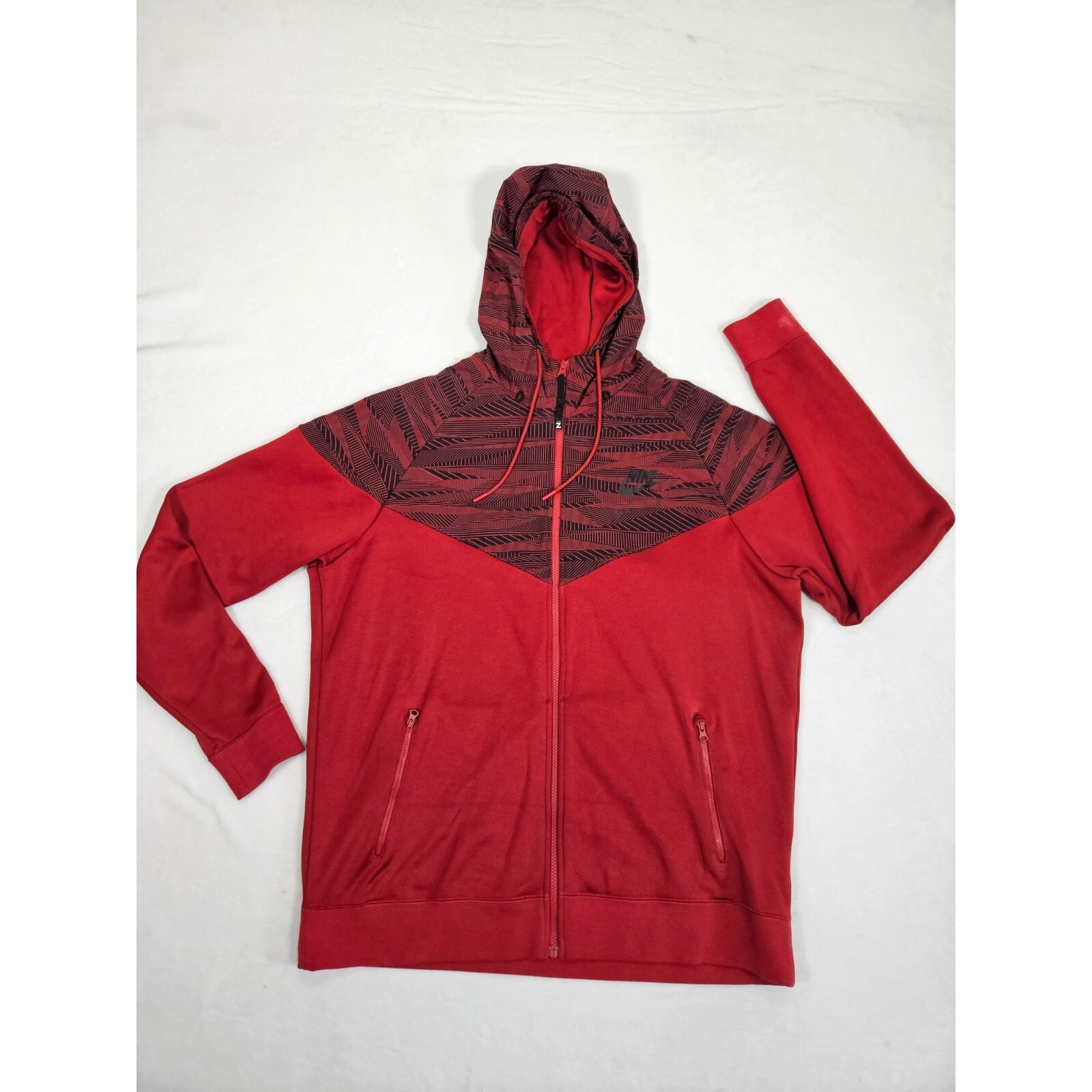 Nike Hoodie Full Zip Jacket Men's XL Red Burgundy Max Air Hybrid Windrunner