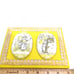 Vintage Betsey Clark Art Assemblage Cottagecore Oval Ceramic Yellow Wood Ribbon