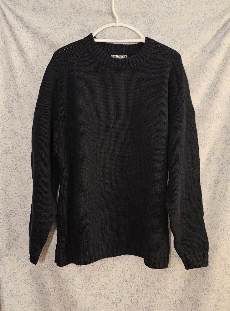 Men's Structure 100% Wool Sweater Navy Blue