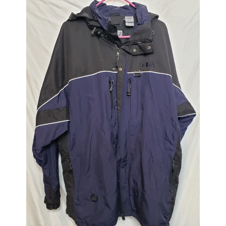 Vintage 90s Fila Snowboard Jacket XXL Navy Black No Fleece Liner