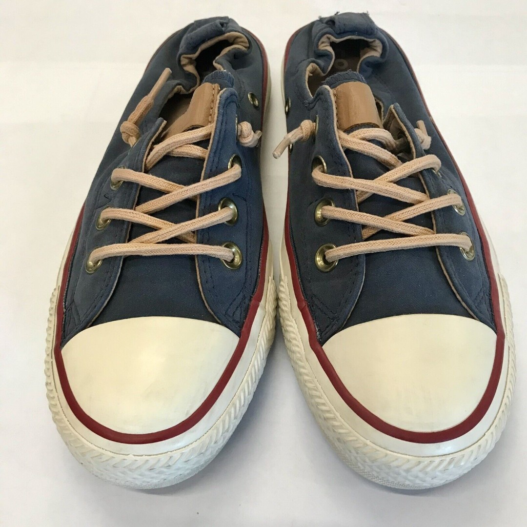 Converse Shoreline Navy Blue Slip On Sneakers w/ Elastic Back & Leather Laces 7