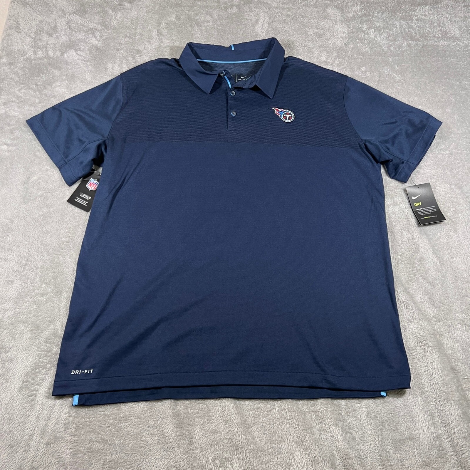 Tennessee Titans Polo Shirt Mens XXL Blue Nike Dri-FIT On-Field NEW