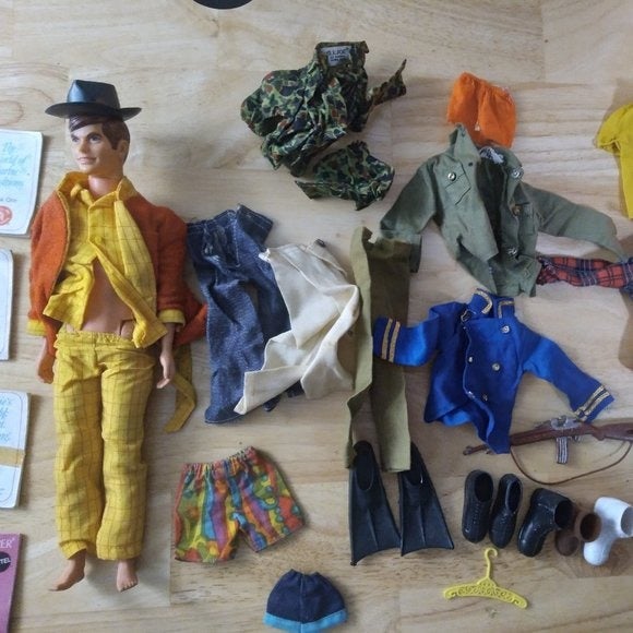 Vintage Mattel Ken Doll With Accessories 1968 Barbie Fashions