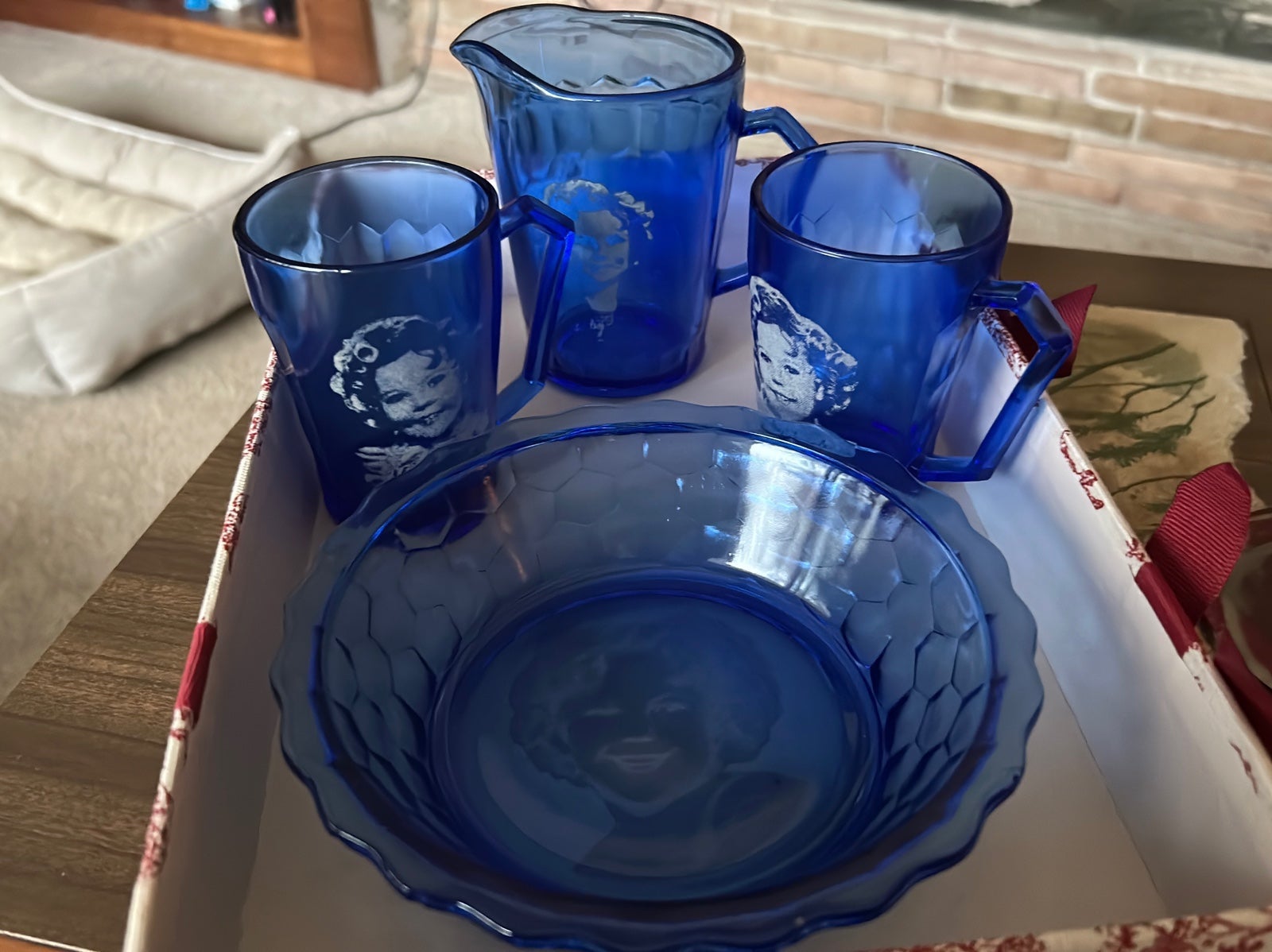 Shirley Temple depression glass breakfast set