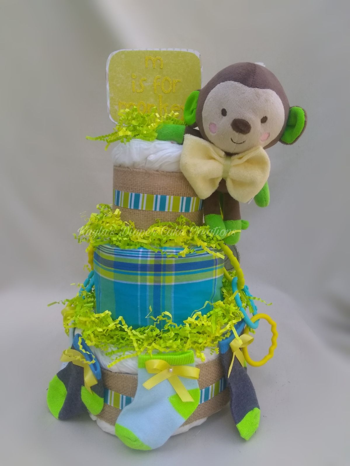 monkey diaper cake baby shower gift