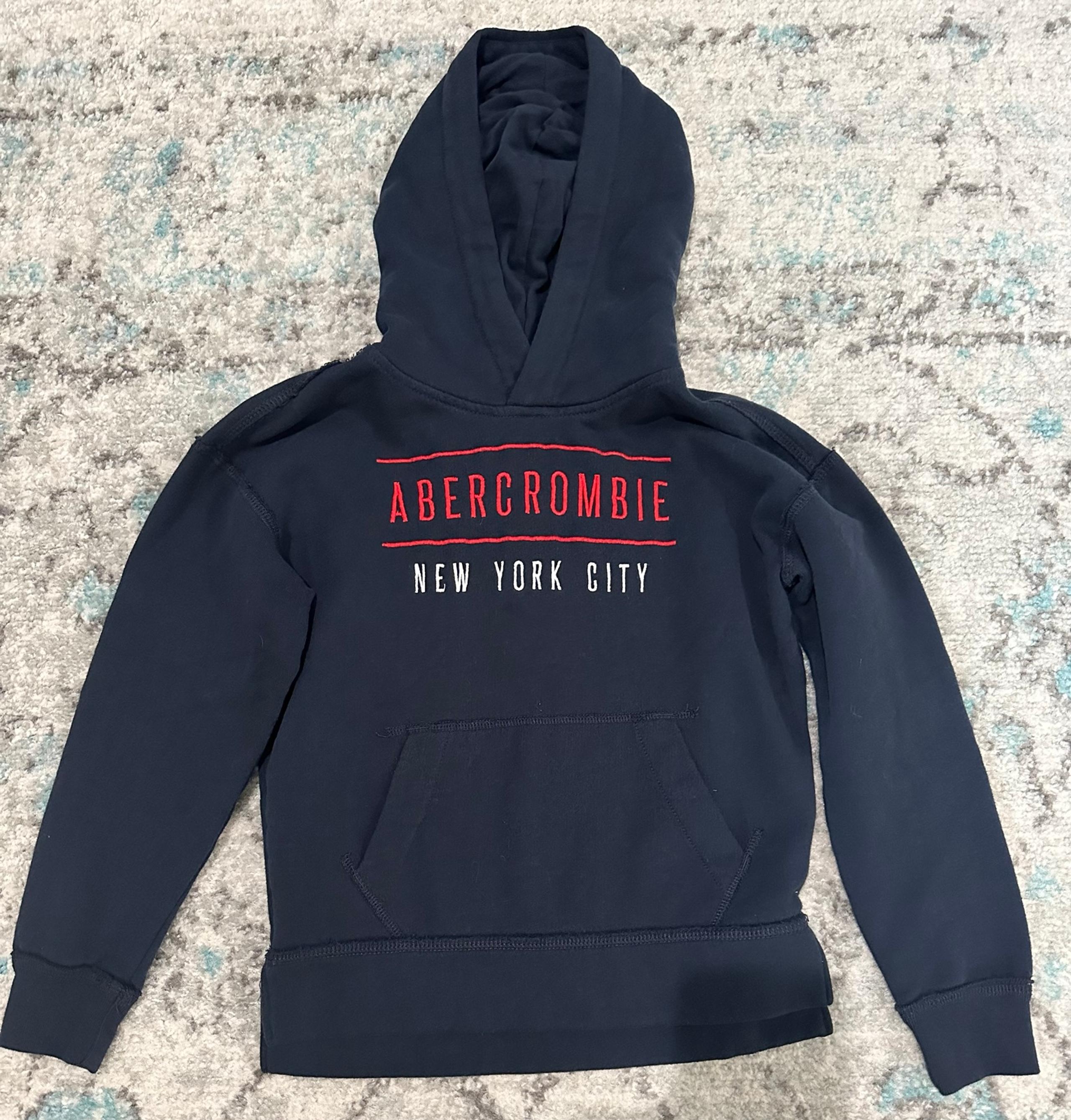 Abercrombie Kids Navy Blue Hooded NEW YORK CITY Sweatshirt, 7/8