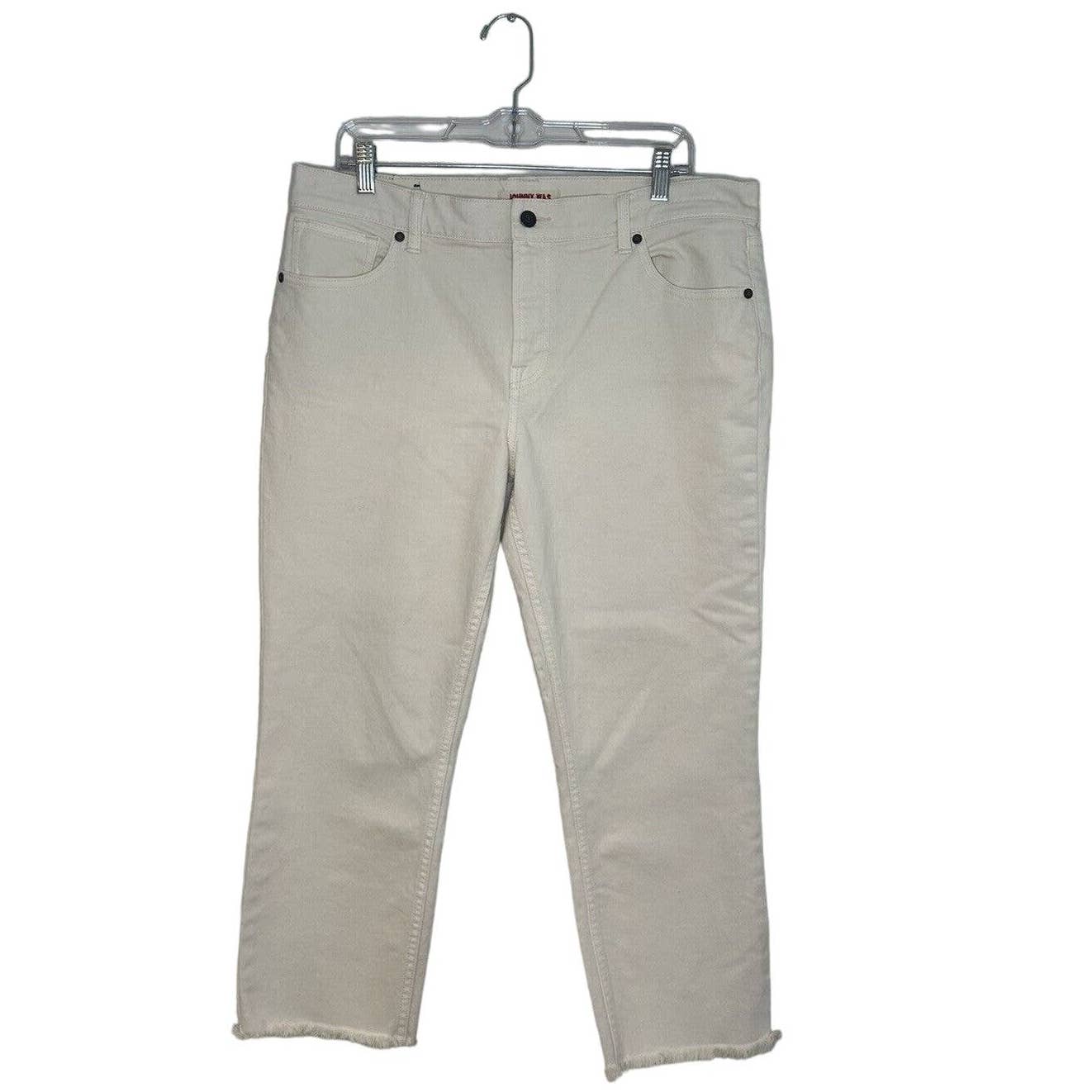 Johnny Was Cropped Boyfriend White Denim Jeans Size 31