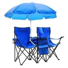 Double Folding Chair with Umbrella Picnic Cooler Camping Beach Table