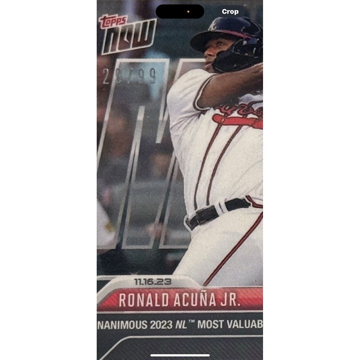 Ronald Acuna Jr. 29/99 2023 MLB TOPPS NOW MVP Game-Used Base