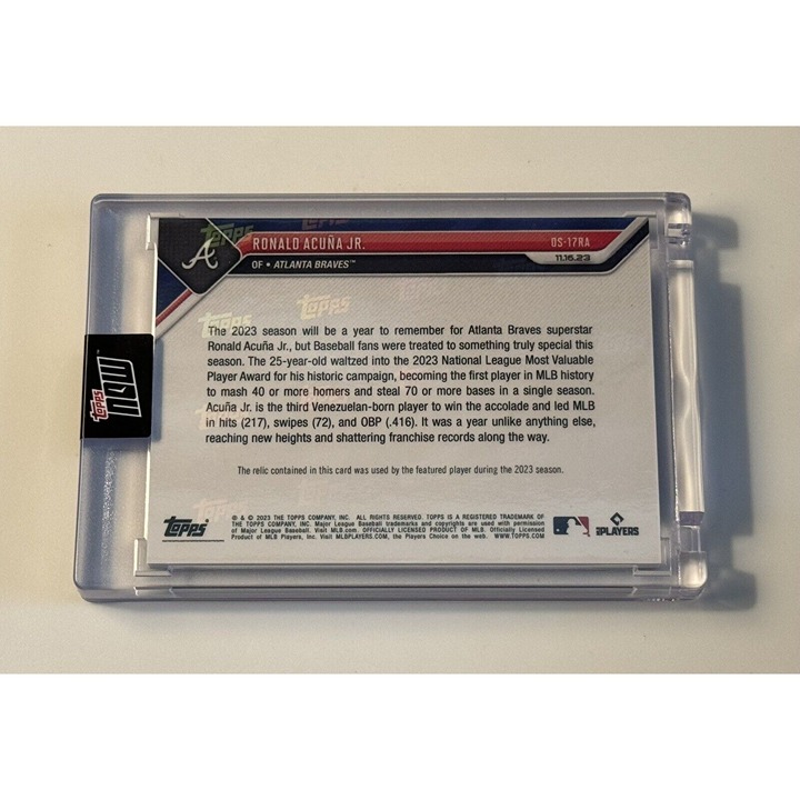 Ronald Acuna Jr. 29/99 2023 MLB TOPPS NOW MVP Game-Used Base